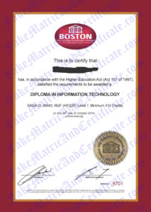 Diploma - Boston City Campus