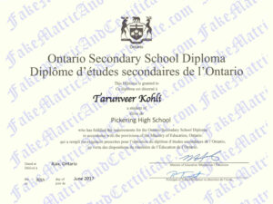 Diploma - Ontario Secondary School